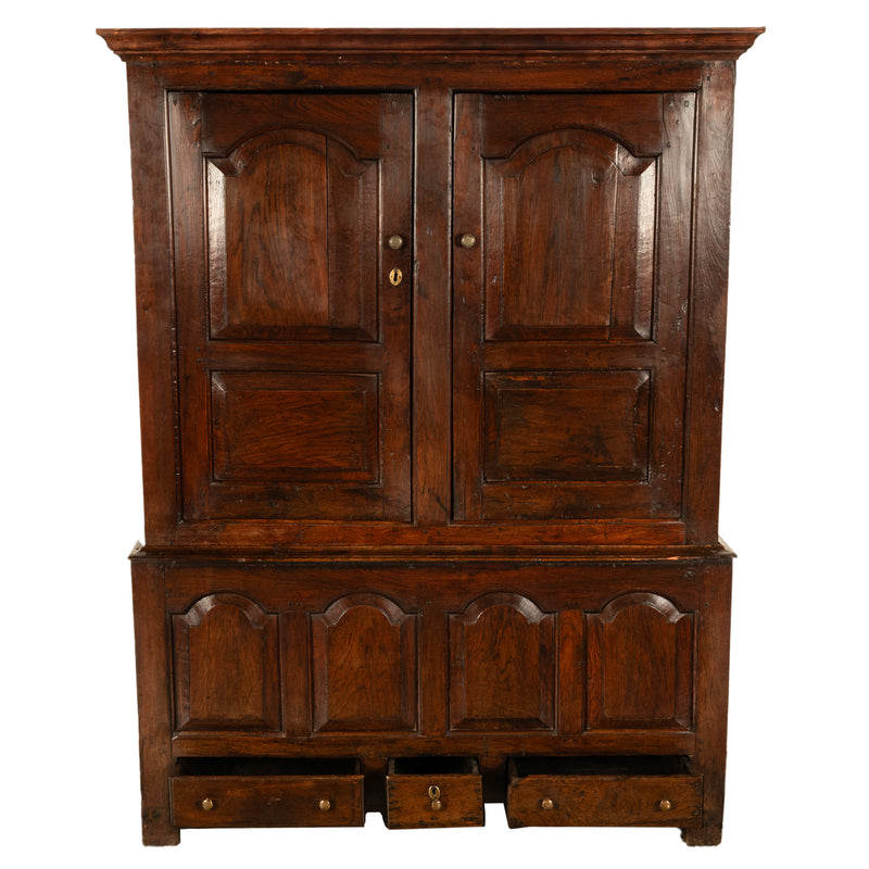 Antique 18th Century Welsh Oak Press Livery Housekeepers Cupboard Cabinet 1750