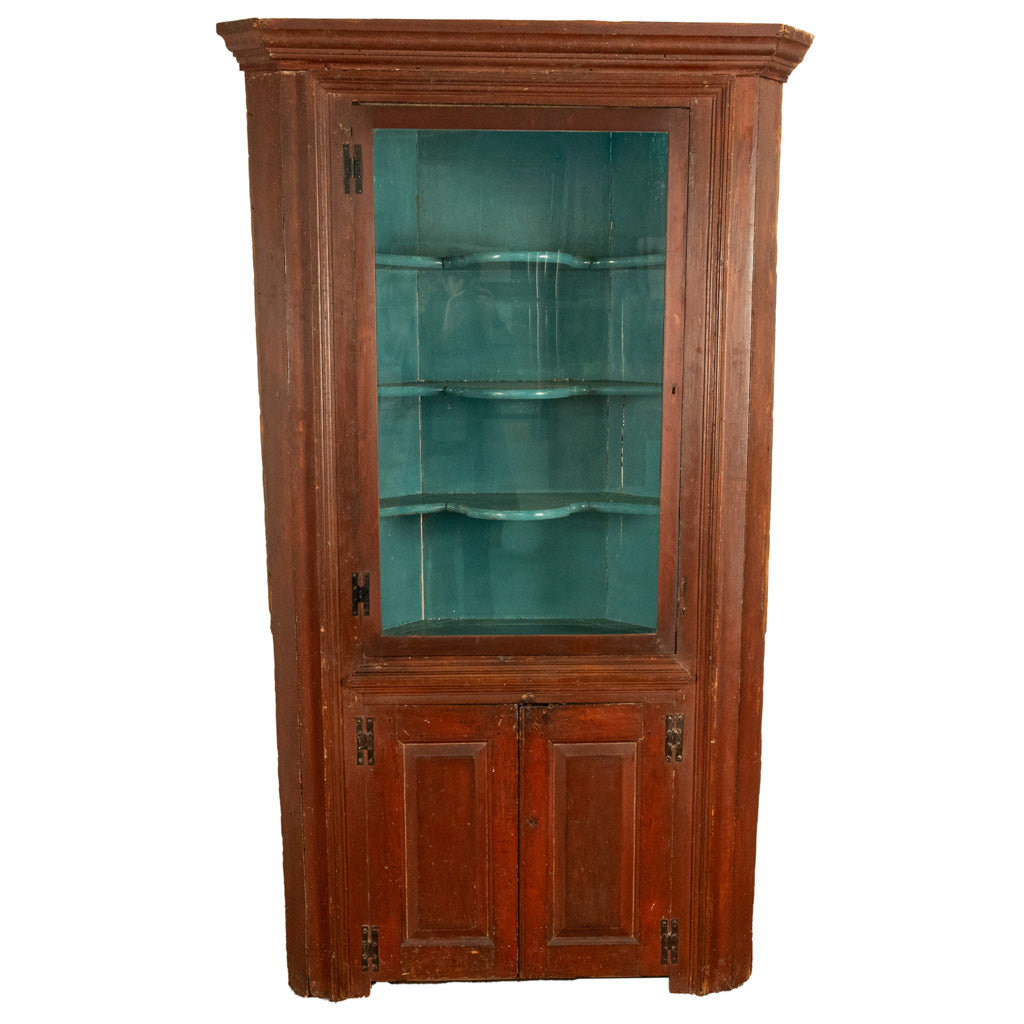 Antique American Painted Pine Federal Country Corner Cabinet Pennsylvania 1820