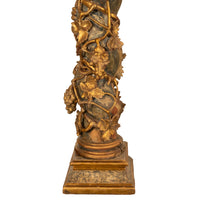 Antique Pair 17th Century Baroque Carved & Gilded Solomonic Columns Italy 1680