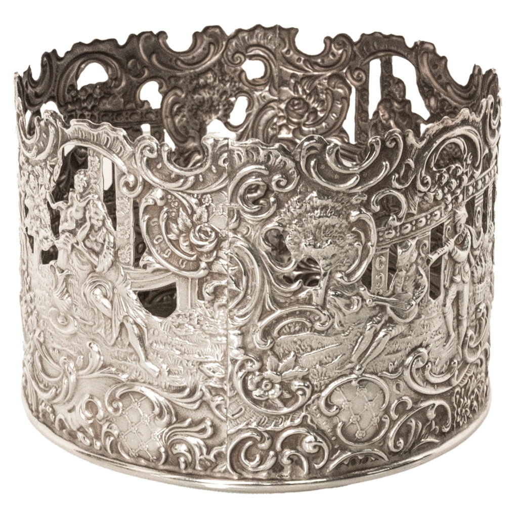 Antique American Sterling Silver Wine Bottle Decanter Coaster Cuff New York 1915