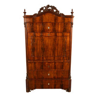 Antique Austrian Mahogany Maple Inlaid Biedermeier Secretary Chest Cabinet 1850