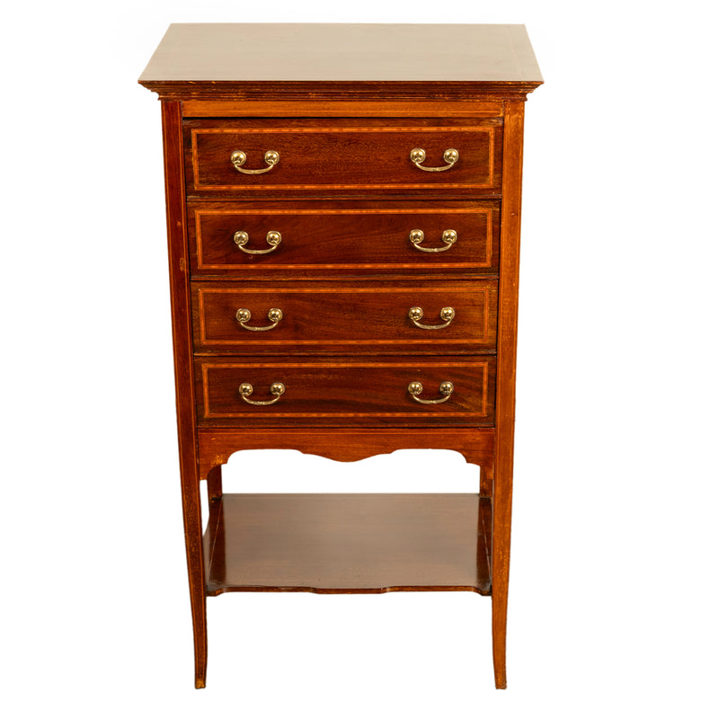 Antique Edwardian Sheraton Inlaid Mahogany Sheet Music File Cabinet Chest 1900