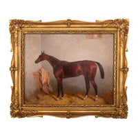 Antique Oil on Canvas Painting Race Horse "Lord Lyon" Triple Crown Winner by Harry Hall 1866