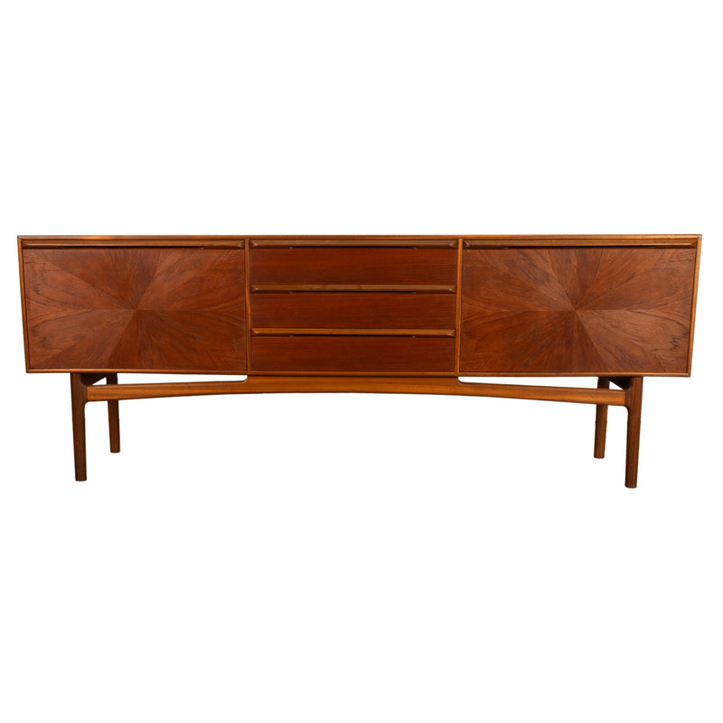 Mid Century Modern Danish Style Teak Long Credenza McIntosh Starburst Doors 1960