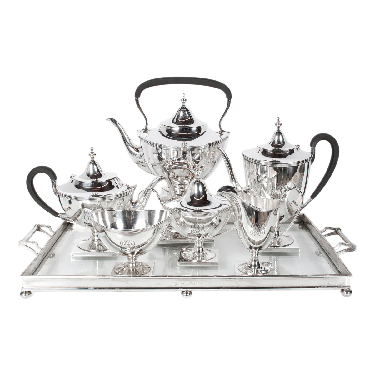 Antique American Art Deco Sterling Silver Tea Coffee Service Richard Dimes 1925