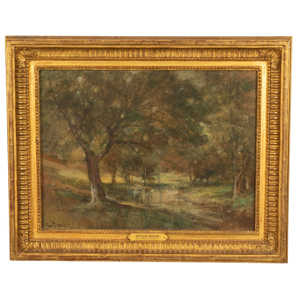 Antique American Impressionist Luminist Painting "River Ridge" Virginia by Lucien Whiting Powell, 1890