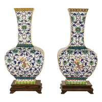 Antique Pair Monumental Chinese Qing Qianlong Period Cloissoné Enamel Vases 1795