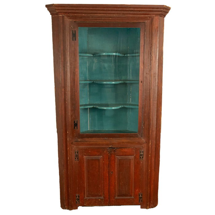 Antique American Painted Pine Federal Country Corner Cabinet Pennsylvania 1820
