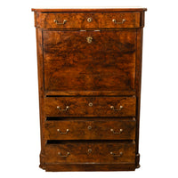 Antique French Charles X Classical Secrétaire à Abattant Desk Chest Walnut 1825