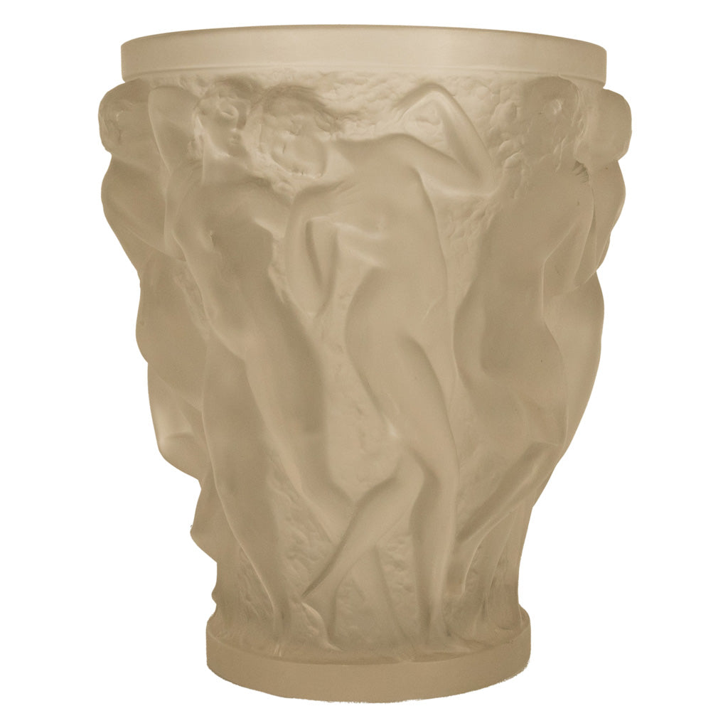 Rene Lalique Large Art Deco Opalescent Glass Crystal Vase Bacchantes Signed 1927