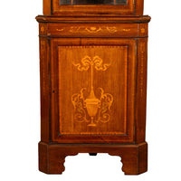 Antique Edwardian Regency Revival Inlaid Marquetry Mahogany Corner Cabinet 1890