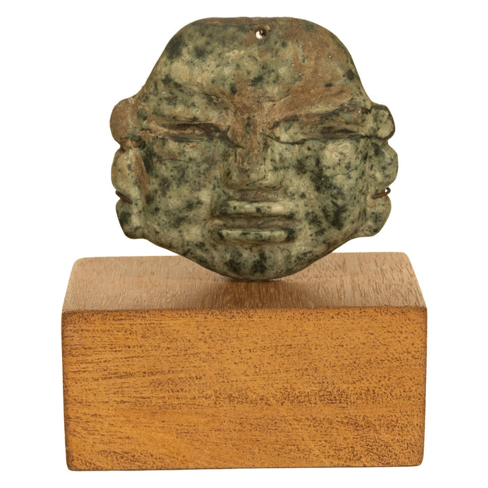 Ancient Pre-Columbian Olmec Hand-Carved Jade Face Mask Pendant 900-600 BC Mexico