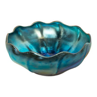 Antique Tiffany Studios Blue Iridescent Favrile Art Glass Bowl Signed "LCT" 1905