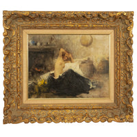 Antique Italian Realism Verismo Oil on Canvas Painting Female Nude Ex-Christie's by Antonio Mancini, 1890