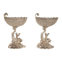 Antique Pair German Silver Master Salts Grotto Shells Putti Dolphins Hannau 1890