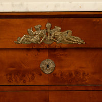 Antique 19th Century French Empire Burl Walnut Marble Ormolu Chest Drawers Commode 1810
