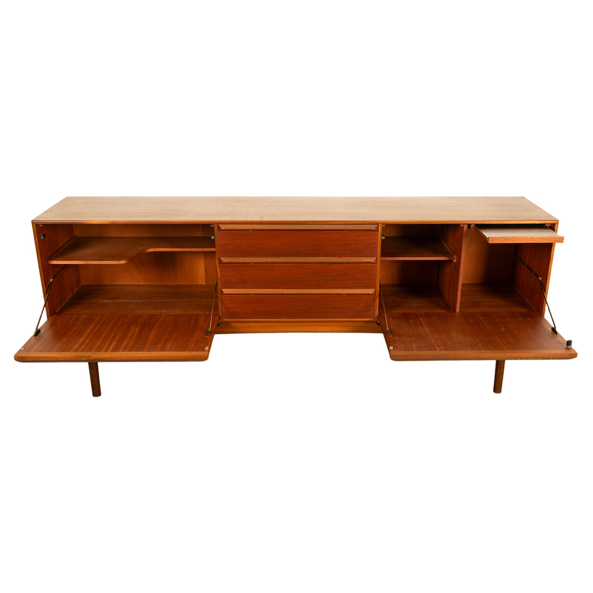 Mid Century Modern Danish Style Teak Long Credenza McIntosh Starburst Doors 1960