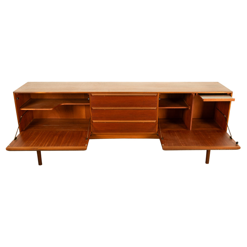 Mid Century Modern Danish Style Teak Long Credenza McIntosh Starburst Doors 1960
