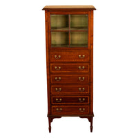 Antique Inlaid Mahogany Sheraton Regency Revival Sheet Music Filing Cabinet 1890