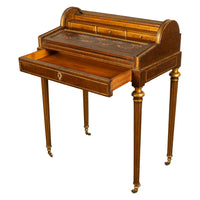 Antique 19th Century French Gilded & Painted Cylinder Desk by Paul Sormani 1875