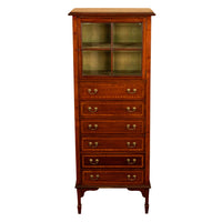 Antique Inlaid Mahogany Sheraton Regency Revival Sheet Music Filing Cabinet 1890