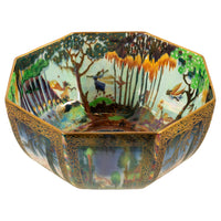 Large Wedgwood Fairyland Lustre Potrcelain Bowl Elves Boxing Match & Castle on a Road 1920