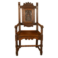 Antique Welsh Carved Oak Eisteddfod Bardic Chair Newmarket Trelawnyd Wales 1901