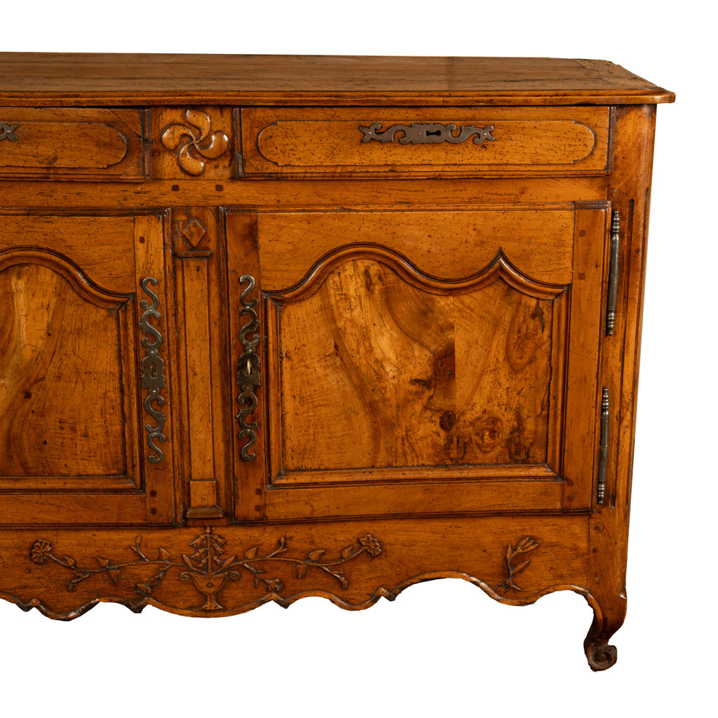 Antique 18th C French Provincial Louis XV Carved Walnut Sideboard Buffet 1780