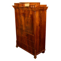 Antique Austrian Flame Mahogany Inlaid Rosewood Biedermeier Secretary Chest 1820