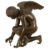 Monumental Antique French Bronze Sculpture Statue Cupid & Marble Ormolu Pedestal by Antoine-Denis Chaudet, 1870
