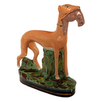 Antique 19thC Pair of Staffordshire Whippets Greyhounds Hunting Dog Figures 1860