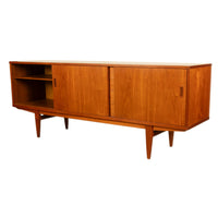 Mid Century Modern Danish Teak Logn John Credenza Sideboard by Lyby Mobler 1960s
