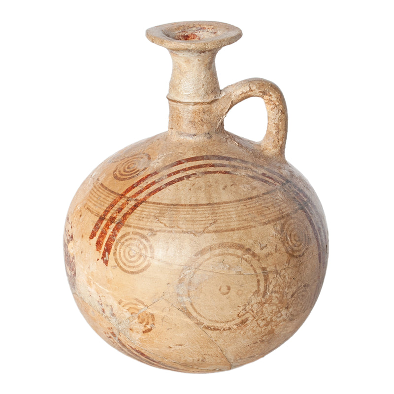 Ancient Greek Cypriot Pottery Bichrome Aryballos Oinochoe Bullseye Flask 750 BC