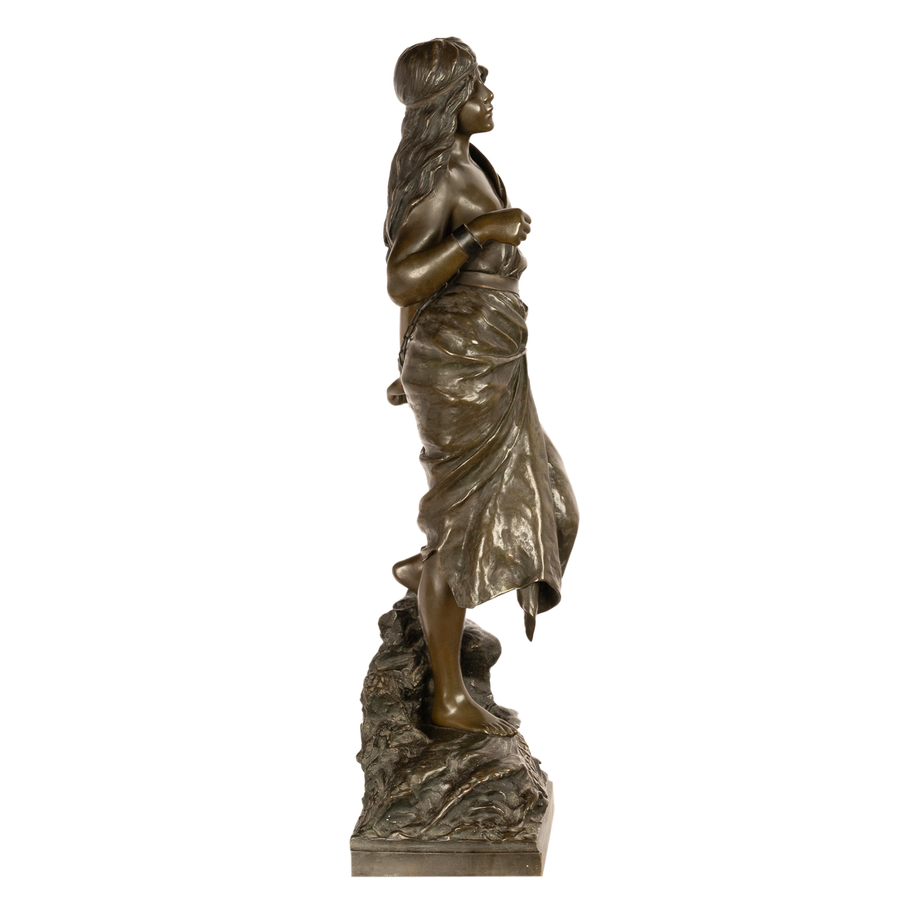 Antique French Art Nouveau Bronze Figure Statue Sculpture