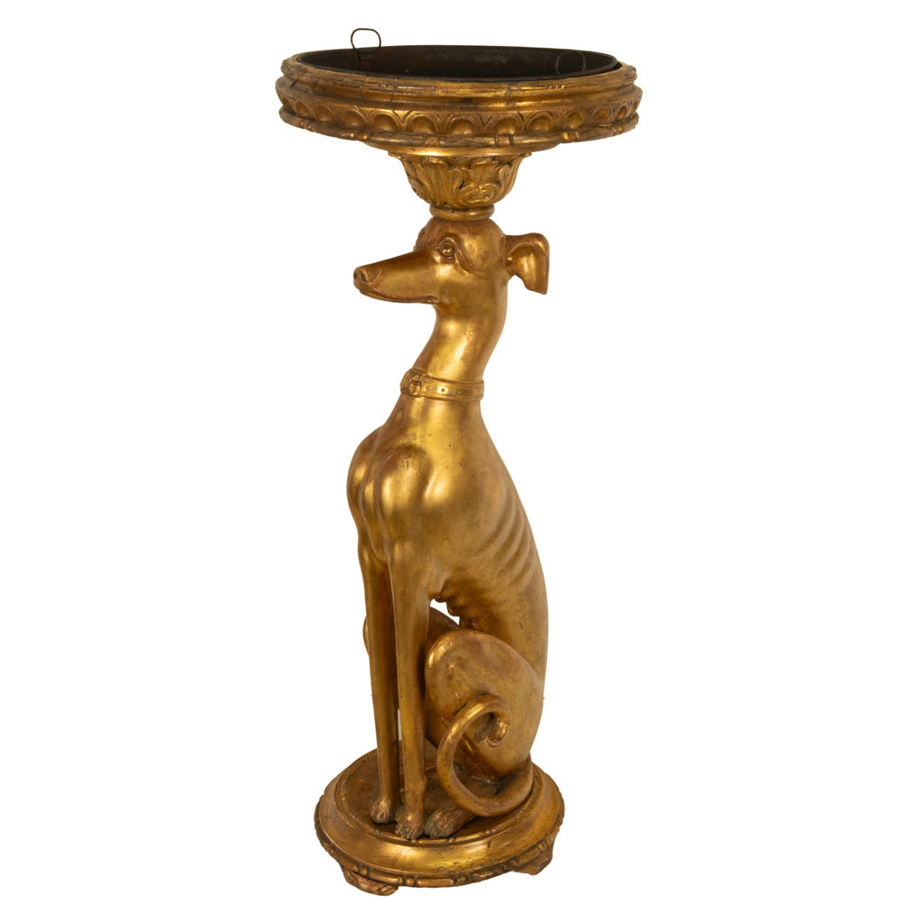 Antique French 18th Century Louis XVI Carved Gilt-Wood Greyhound Dog Jardinière Stand 1780