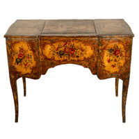 Antique French Louis XV Painted Rococo Bombe Shaped Dressing Table Vanity 1750