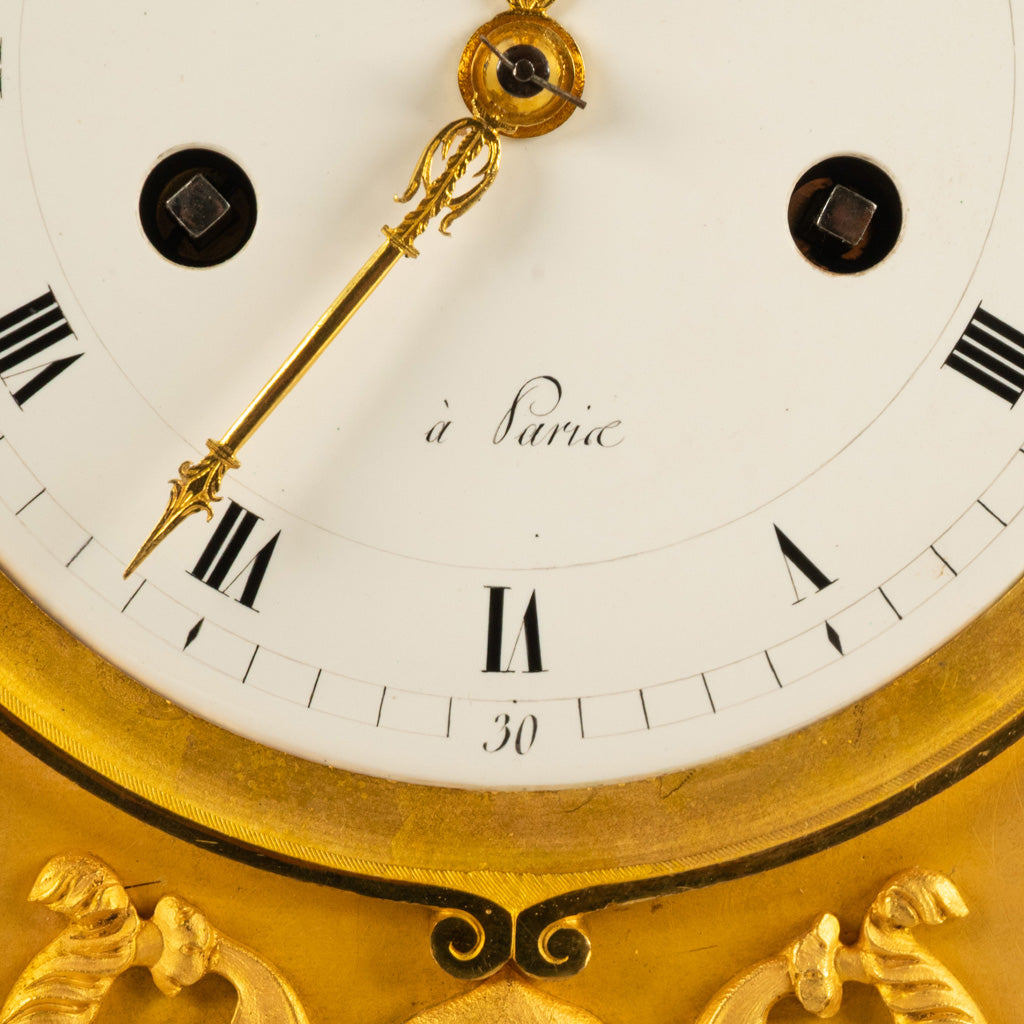 Antique French Gilt Bronze Empire Neoclassical Statue Clock by Rabiat Paris 1810