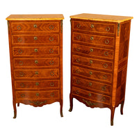 Pair Antique French Semainier Ormolu Marble Chests of Drawers by Kahn & Cie 1895