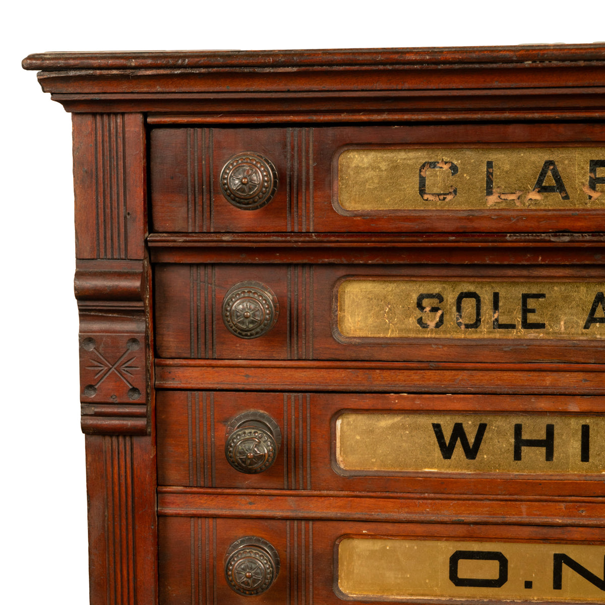 Antique Eastlake Clark's Walnut Mercantile Store Advertising Thread Cabinet 1880