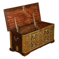 Antique 19thC Zanzibar Omani Teak & Brass Stud & Copper Clad Dowry Chest 1850