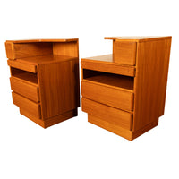 Pair Mid Century Modern Danish Teak Nightstands Chest Drawers by Scan Coll 1970