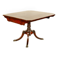 Antique Georgian Regency Inlaid Ebony Mahogany Pembroke Drop Leaf Pedestal Table 1810