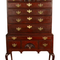 Antique 18thC American Federal Queen Anne Mahogany Bonnet-Top Highboy Salem Massachusetts 1790