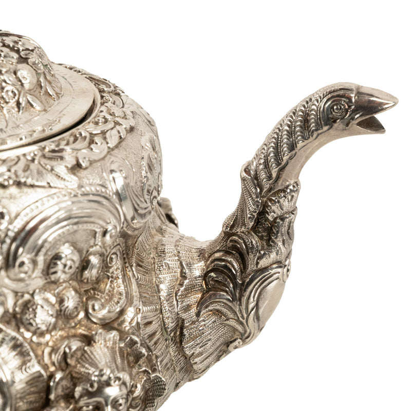 Antique George III Sterling Silver Rococo Teapot London John Wakefield 1819