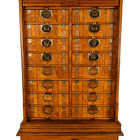 Antique American Carved Oak Victorian Roll Top Letter File Cabinet Amberg Co, 1883