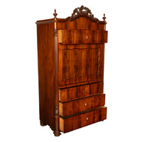 Antique Austrian Mahogany Maple Inlaid Biedermeier Secretary Chest Cabinet 1850