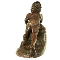 Antique French Art Deco Bronze Sculpture Native American Indian Hunter Scout by René-André Varnier, Circa 1920