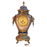 Antique French Sèvres Porcelain G. Poitevin Ormolu Japy Freres 8 Day Clock 1875