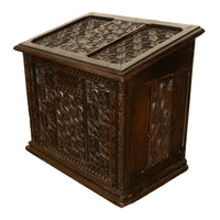 Antique French Medieval Gothic Carved Oak Chest Coffer 17th Century Panels 1679