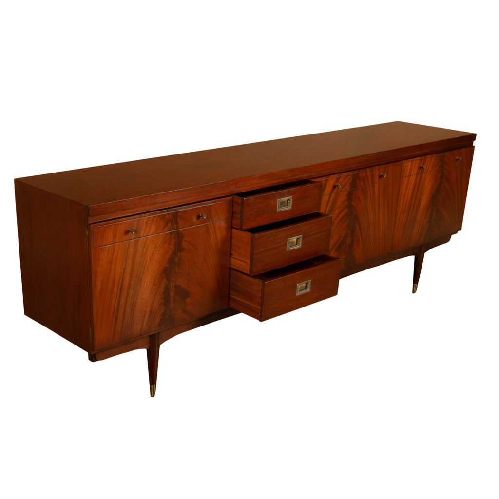 Mid Century Modern Danish Style Teak Mahogany Long Credenza Fully Restored 1966